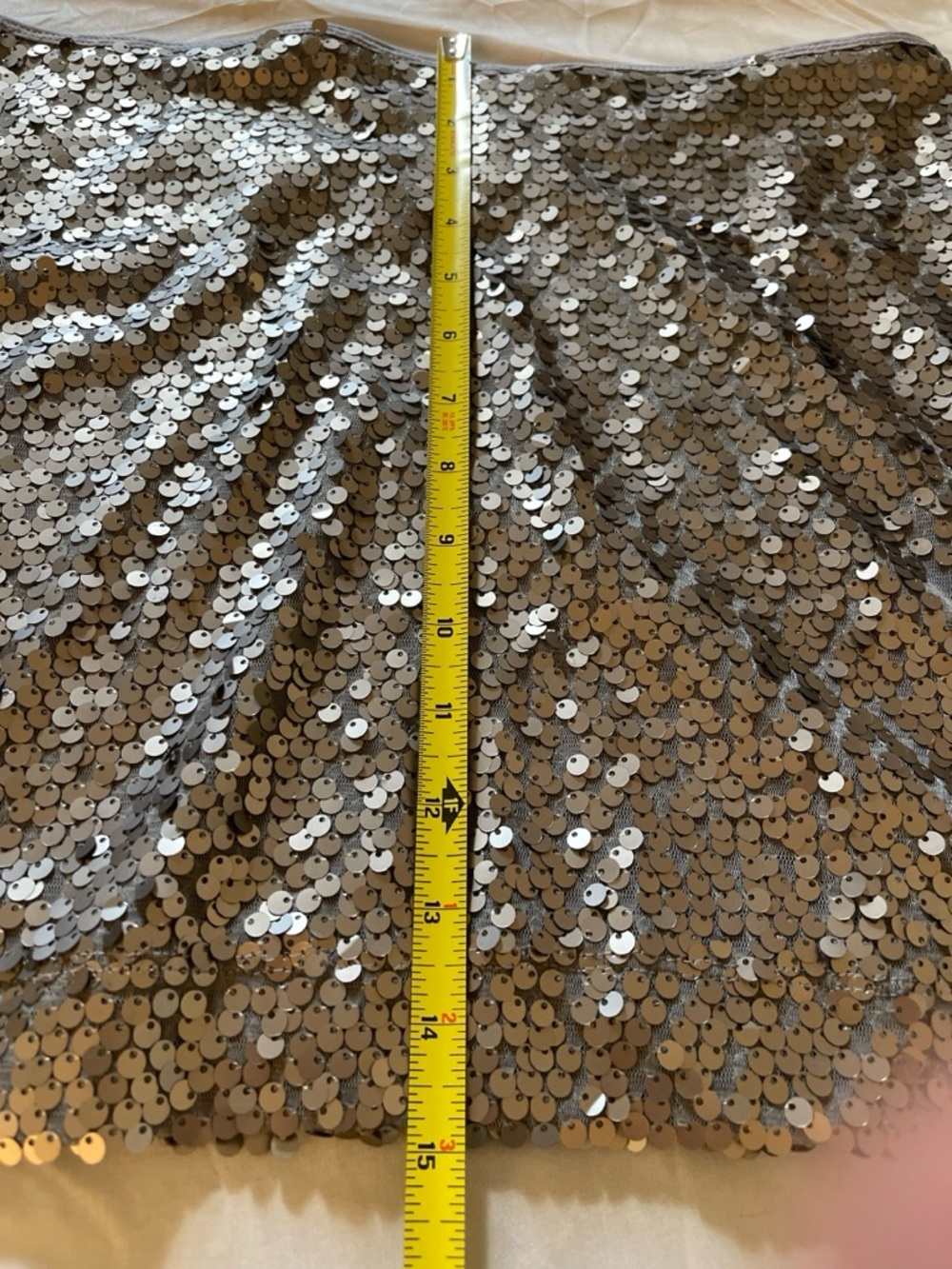 Gold Sequin Mini Skirt Women’s Party Club Holiday Sparkle Stretch Waist Sz SP - Picture 10 of 10